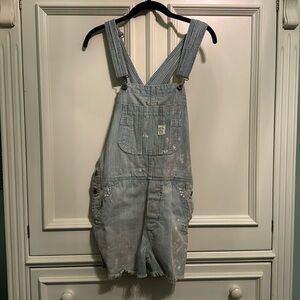 Ralph Lauren distressed cropped overalls
